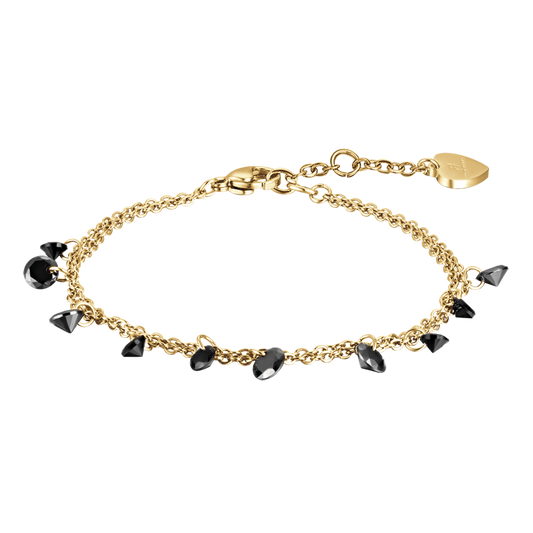 BRACCIALE DONNA IN ACCIAIO DORATO CON CRISTALLI NERI