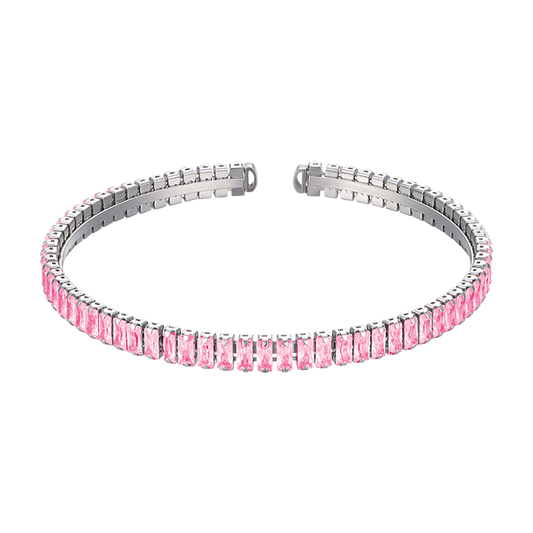 BRACCIALE DONNA IN ACCIAIO CON CRISTALLI ROSA