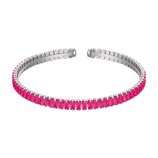 BRACCIALE DONNA IN ACCIAIO CON CRISTALLI FUCSIA