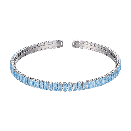 BRACCIALE DONNA IN ACCIAIO CON CRISTALLI AZZURRI