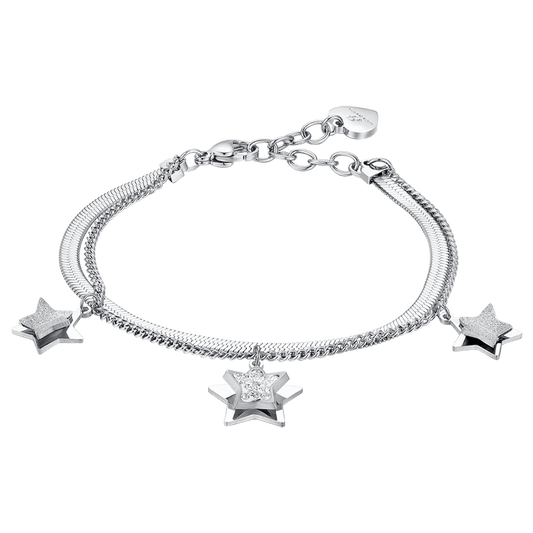 BRACCIALE DONNA IN ACCIAIO STELLE CON CRISTALLI BIANCHI