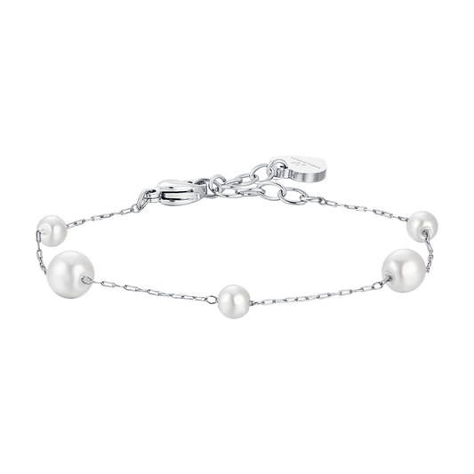 BRACCIALE DONNA IN ACCIAIO CON PERLE SINTETICHE