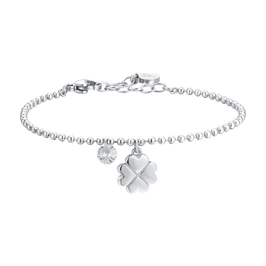 BRACCIALE DONNA IN ACCIAIO QUADRIFOGLIO E ZIRCONE