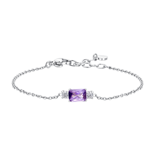 BRACCIALE DONNA IN ACCIAIO CON ZIRCONI VIOLA E BIANCHI