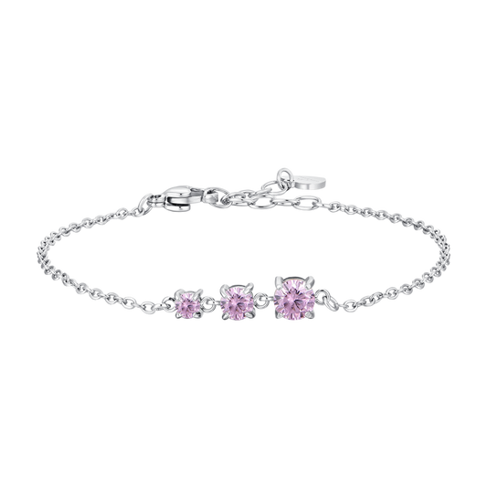 BRACCIALE DONNA IN ACCIAIO CON ZIRCONI ROSA