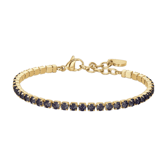 BRACCIALE DONNA TENNIS IN ACCIAIO IP GOLD CON CRISTALLI BIANCHI