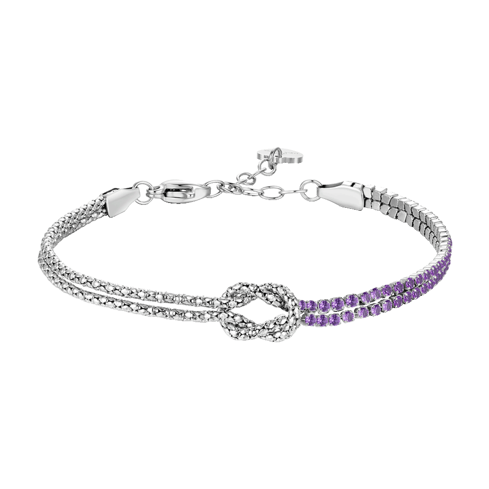 BRACCIALE DONNA IN ACCIAIO CON NODO E ZIRCONI VIOLA