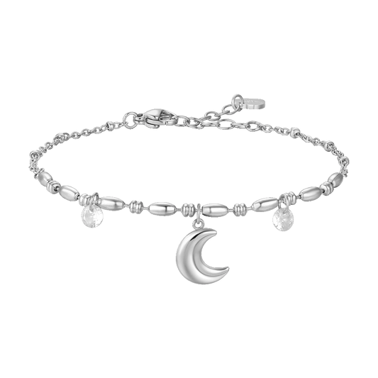 BRACCIALE DONNA IN ACCIAIO CON LUNA E ZIRCONI BIANCHI