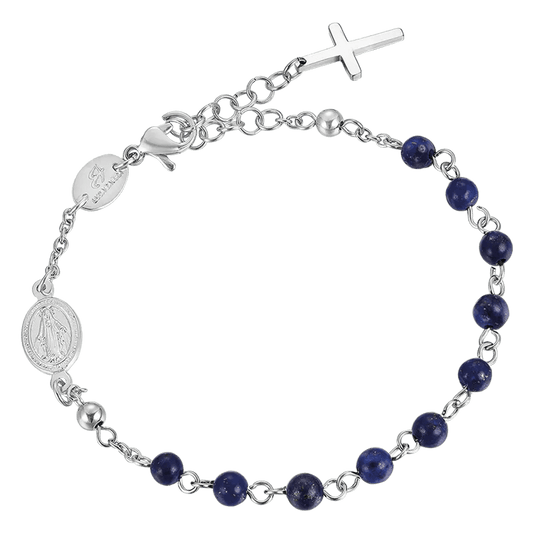 BRACCIALE UOMO ROSARIO IN ACCIAIO CON PIETRE LAPIS
