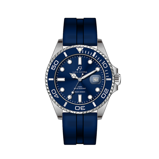 OROLOGIO UOMO CON CASSA IN ACCIAIO QUADRANTE BLU GHIERA BLU