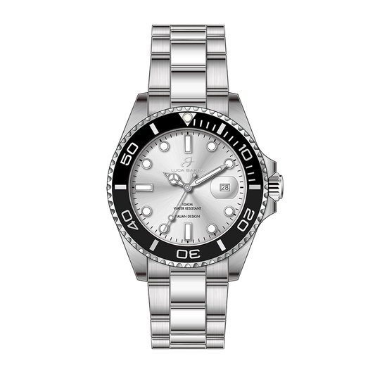 OROLOGIO UOMO CON CASSA IN ACCIAIO QUADRANTE SILVER GHIERA NERA