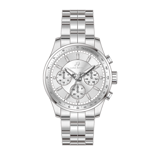 OROLOGIO UOMO IN ACCIAIO CON QUADRANTE SILVER E GHIERA SILVER