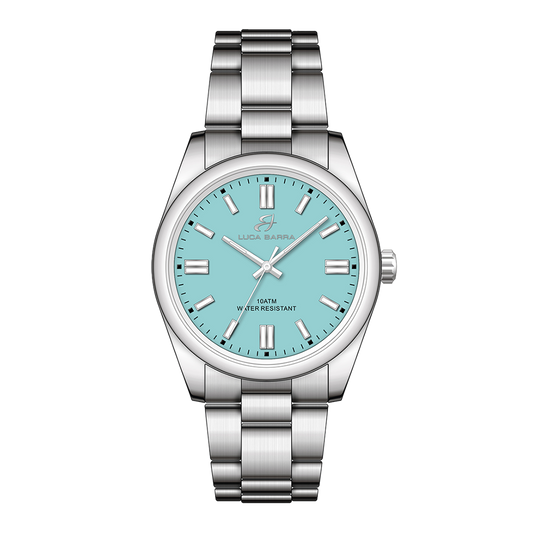 OROLOGIO IN ACCIAIO CON QUADRANTE AZZURRO