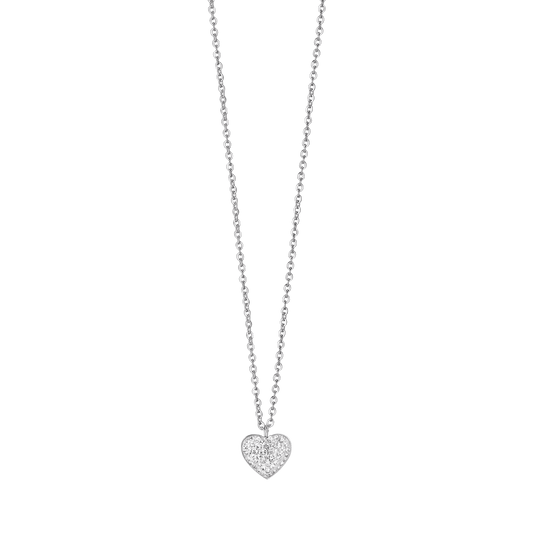 COLLANA DONNA IN ACCIAIO CON CUORE E CRISTALLI BIANCHI