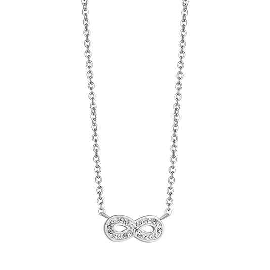 COLLANA DONNA IN ACCIAIO CON INFINITO E CRISTALLI BIANCHI