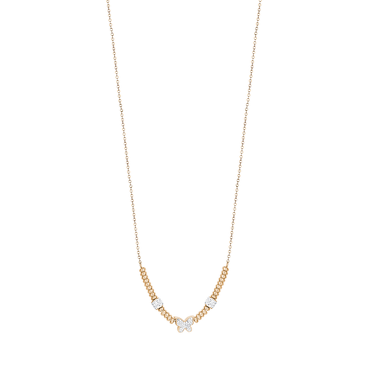 COLLANA IN ACCIAIO IP GOLD CON FARFALLA CON CRISTALLI BIANCHI
