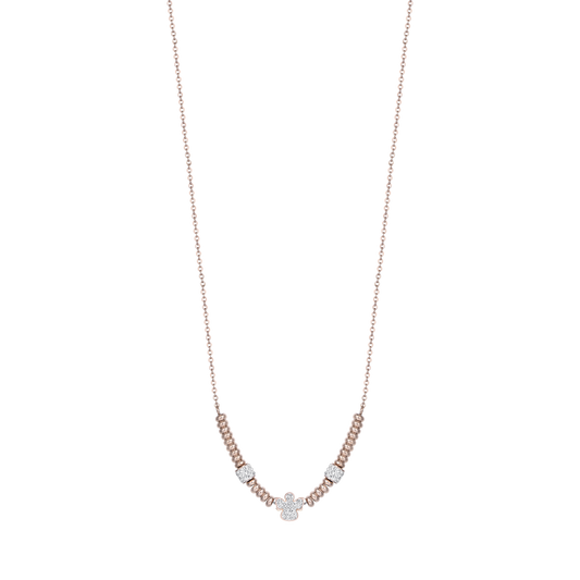 COLLANA IN ACCIAIO IP ROSE CON ANGELO CON CRISTALLI BIANCHI