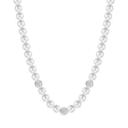 COLLANA DI PERLE DONNA CON CRISTALLI BIANCHI
