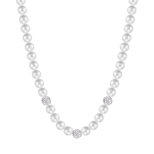 COLLANA DI PERLE DONNA CON CRISTALLI BIANCHI