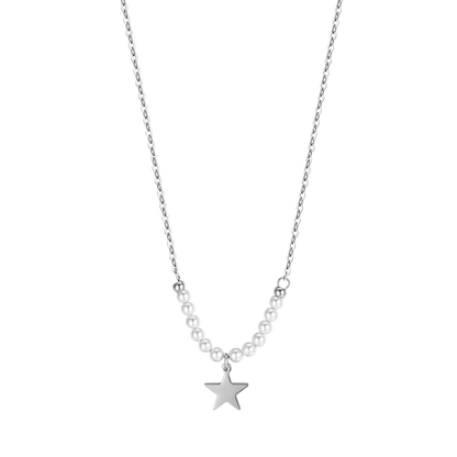 COLLANA DONNA IN ACCIAIO IP GOLD CON STELLA E PERLE BIANCHE