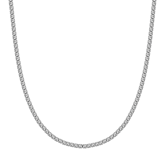 COLLANA TENNIS DONNA IN ACCIAIO CON CRISTALLI BIANCHI DA 4 MM