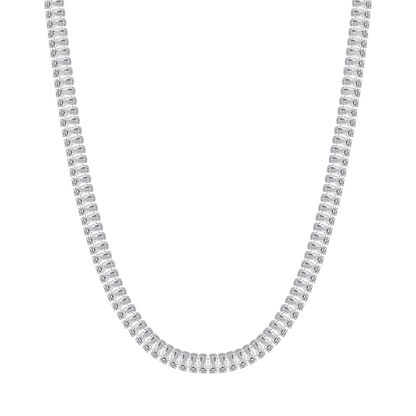 COLLANA TENNIS DONNA IN ACCIAIO CON CRISTALLI BAGUETTE BIANCHI