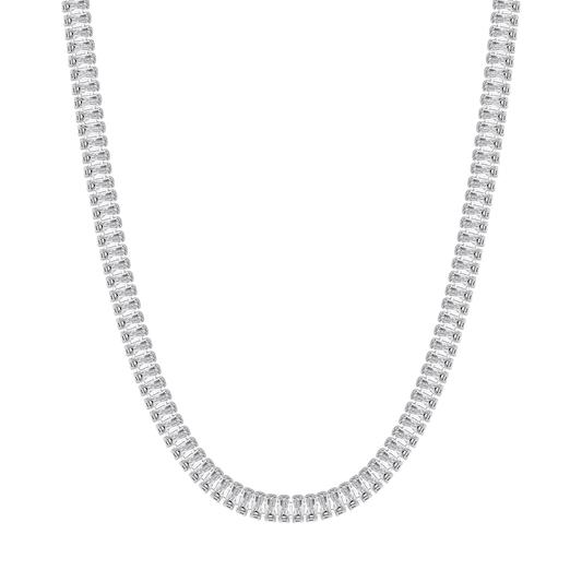 COLLANA TENNIS DONNA IN ACCIAIO CON CRISTALLI BAGUETTE BIANCHI