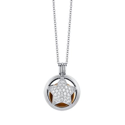 COLLANA CHIAMA ANGELI IN ACCIAIO CON STELLA CON CRISTALLI BIANCHI