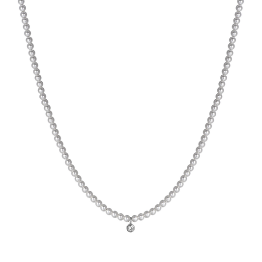 COLLANA DONNA IN ACCIAIO CON PERLE CON CRISTALLO BIANCO