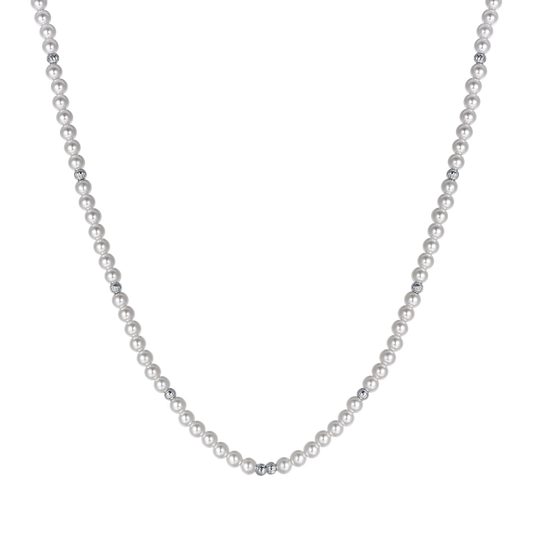 COLLANA DONNA IN ACCIAIO CON PERLE ED ELEMENTI IN ACCIAIO