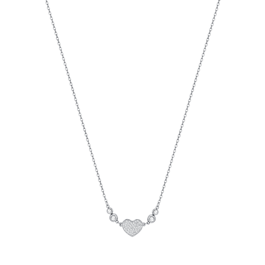 COLLANA DONNA IN ACCIAIO CON CUORE CON CRISTALLI BIANCHI