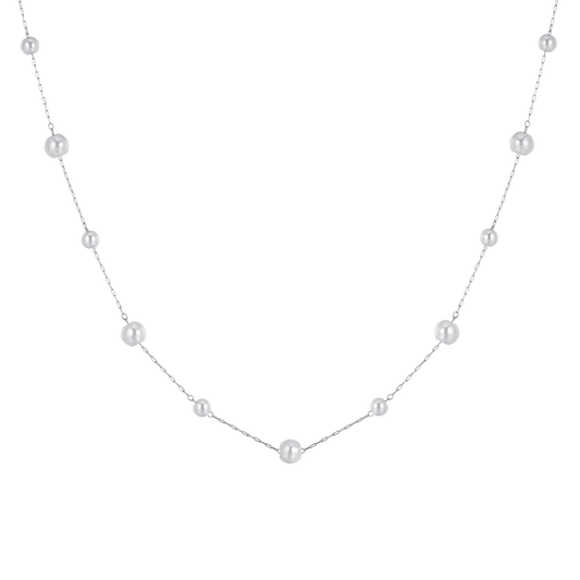 COLLANA DONNA LUNGA IN ACCIAIO CON PERLE