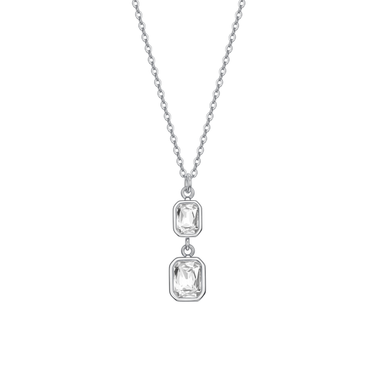 COLLANA DONNA IN ACCIAIO  CON CRISTALLI BIANCHI