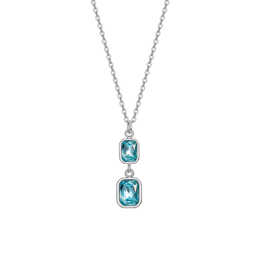 COLLANA DONNA IN ACCIAIO CON CRISTALLI ACQUA MARINA