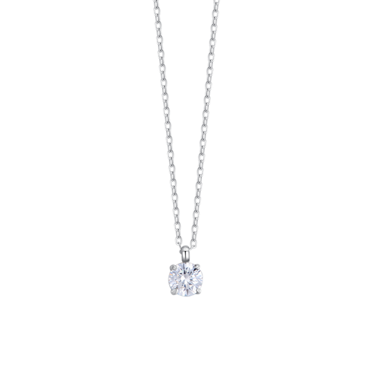 COLLANA DONNA IN ACCIAIO  CON CRISTALLO BIANCO