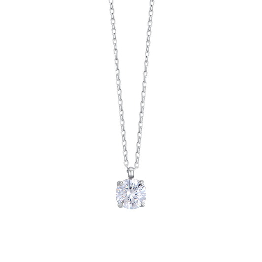 COLLANA DONNA IN ACCIAIO  CON CRISTALLO BIANCO