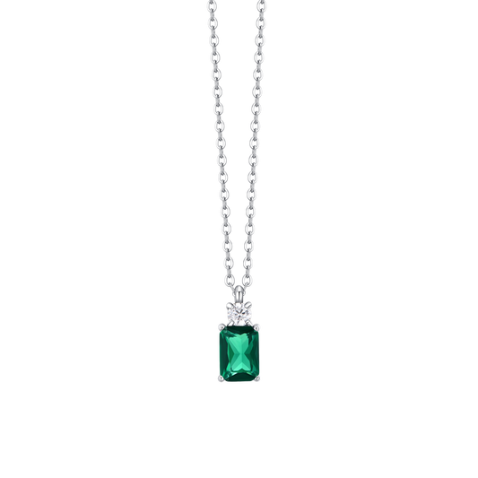 COLLANA DONNA IN ACCIAIO CON ZIRCONI VERDE E BIANCO