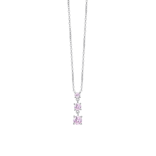 COLLANA DONNA IN ACCIAIO CON ZIRCONI ROSA