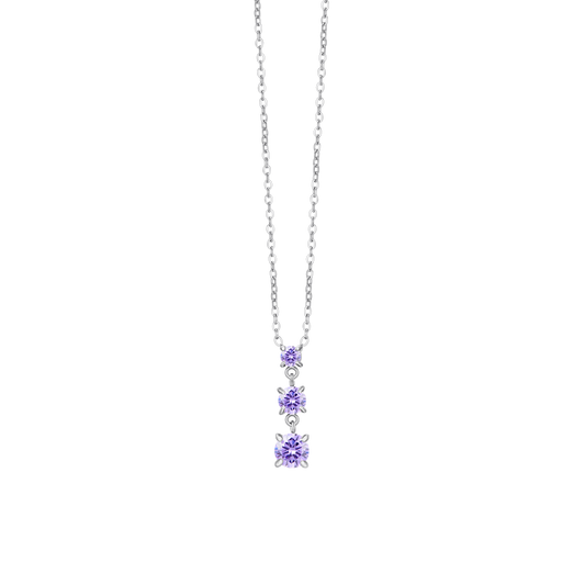 COLLANA DONNA IN ACCIAIO CON ZIRCONI VIOLA