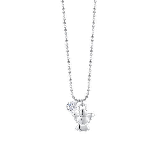 COLLANA DONNA IN ACCIAIO CON ANGELO E ZIRCONE BIANCO