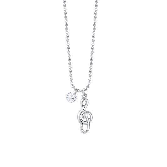 COLLANA DONNA IN ACCIAIO CON NOTA MUSICALE E ZIRCONE BIANCO
