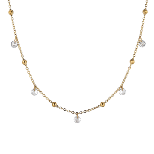 COLLANA DONNA IN ACCIAIO IP GOLD CON ZIRCONI BIANCHI