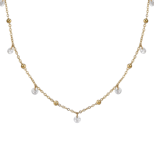 COLLANA DONNA IN ACCIAIO IP GOLD CON ZIRCONI BIANCHI