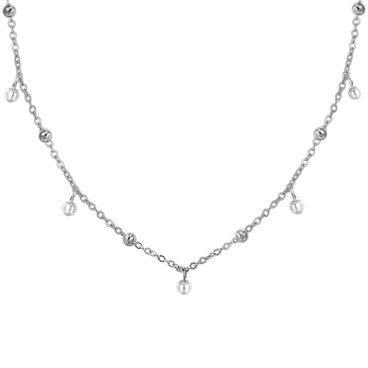 COLLANA DONNA IN ACCIAIO CON PERLE BIANCHE