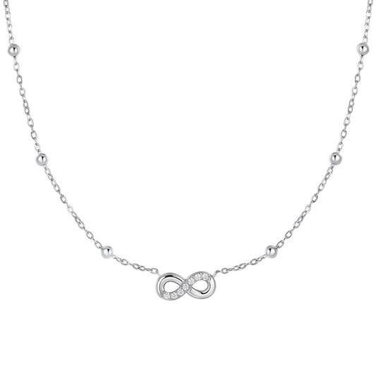 COLLANA DONNA IN ACCIAIO CON INFINITO E PUNTI LUCE DI ZIRCONE BIANCO