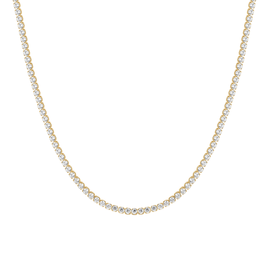 COLLANA TENNIS DONNA IN ACCIAIO CON ZIRCONI BIANCHI COLORE ORO