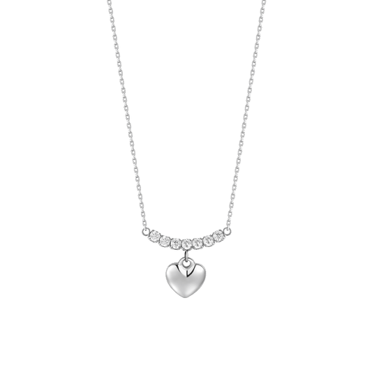 COLLANA DONNA IN ACCIAIO CON CUORE E ZIRCONI BIANCHI