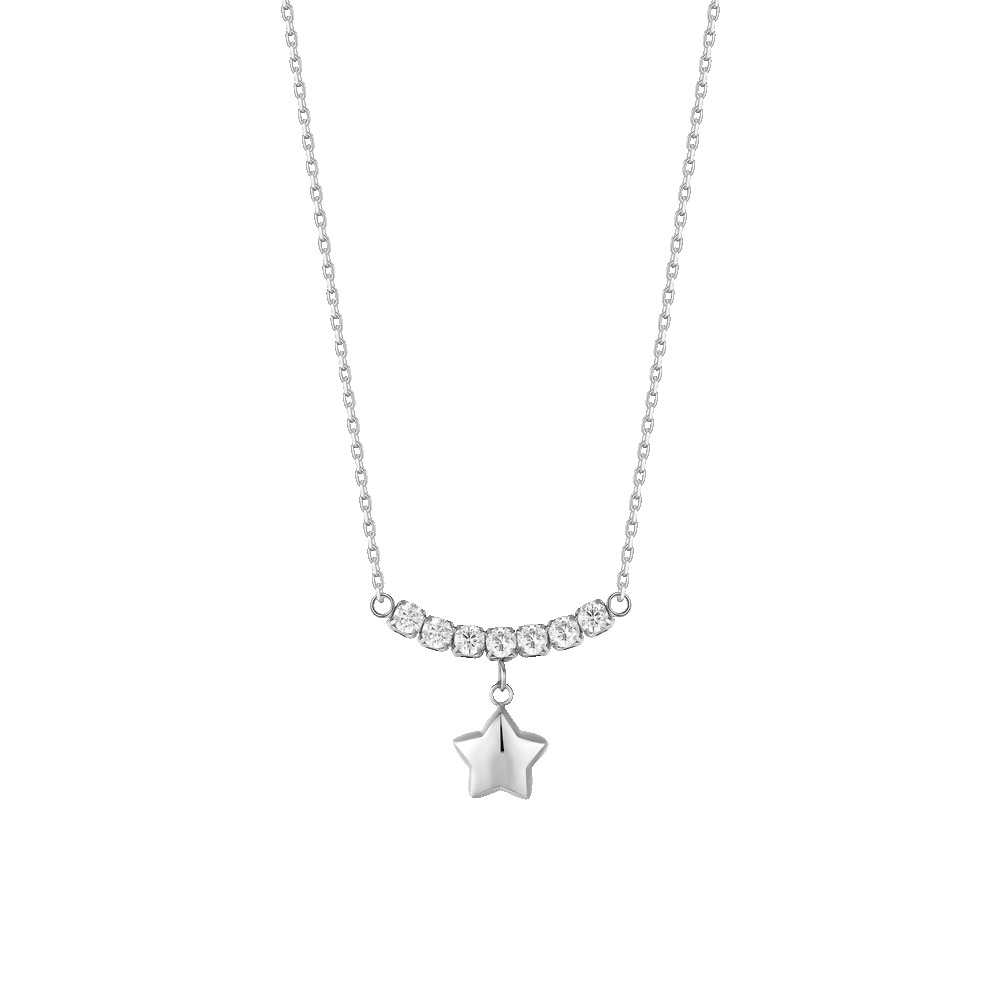 COLLANA DONNA IN ACCIAIO CON STELLA E ZIRCONI BIANCHI