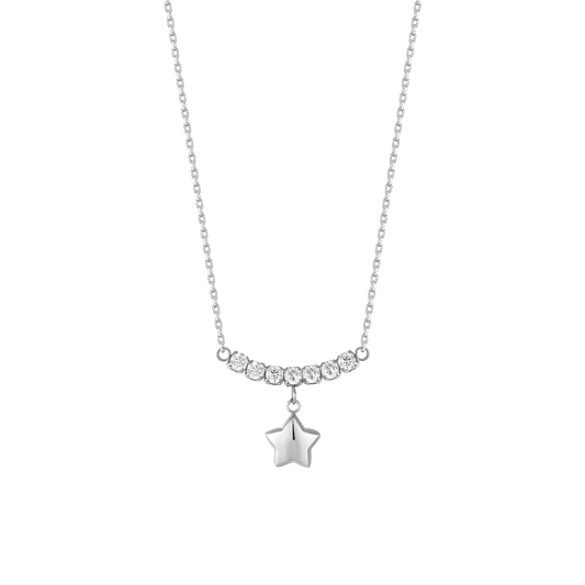 COLLANA DONNA IN ACCIAIO CON STELLA E ZIRCONI BIANCHI
