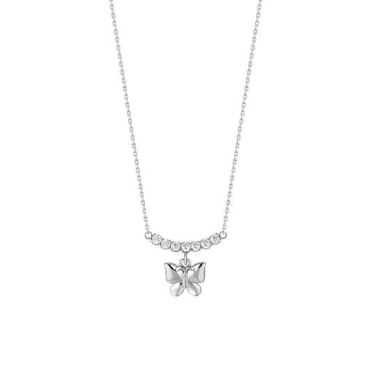 COLLANA DONNA IN ACCIAIO CON FARFALLA E ZIRCONI BIANCHI